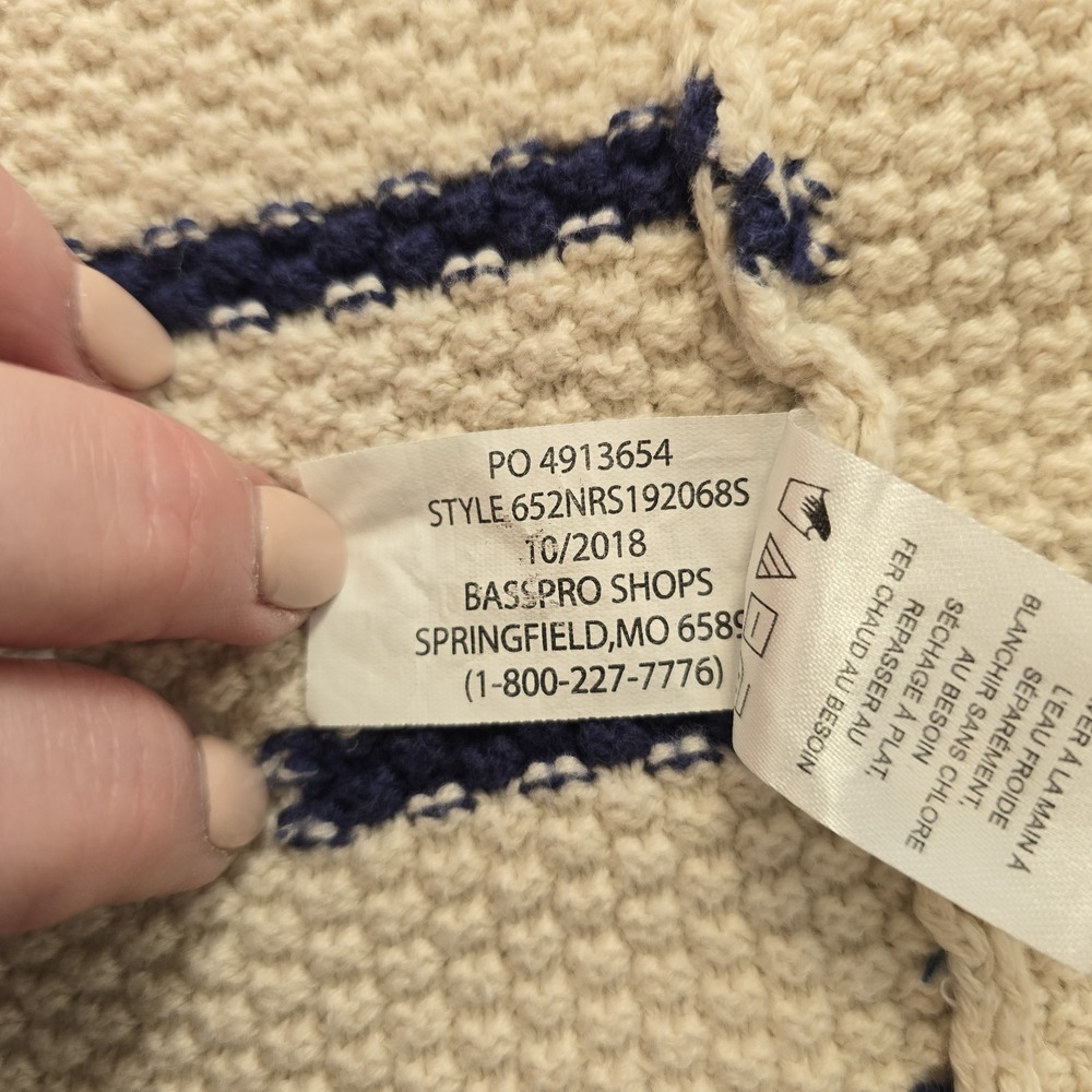 Natural Reflections Hooded Cardigan L Cream Blue Stripe Open Front Knit Boho.... - Picture 6 of 12